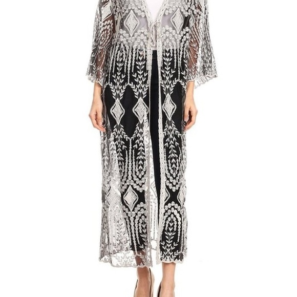 Two Tone Sheer Kimono - Picture 2 of 6